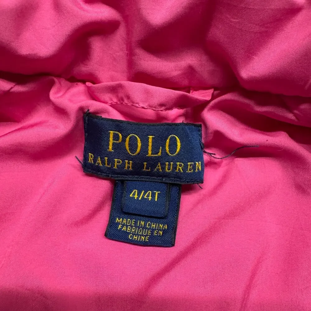 Polo Ralph Lauren Girls Toddler 4/4T Quilted Full Zip Jacket Pink